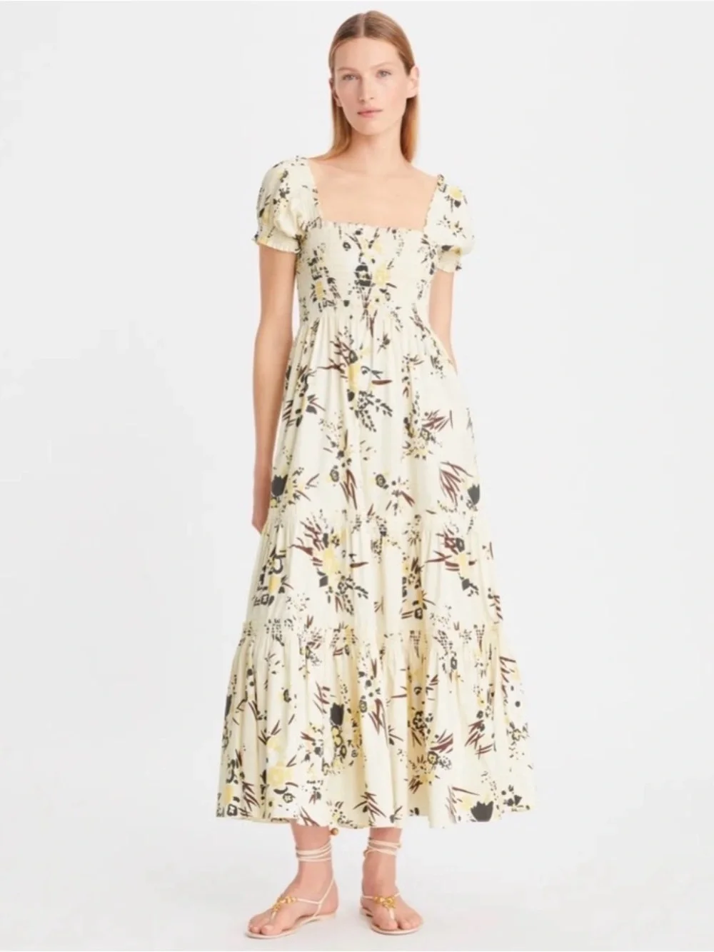 NWOT Tory Burch Floral Print Smocked Dress size Medium